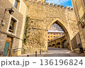 Medieval Gate of Los Herran with wooden portcullis . Old Town of Vitoria-Gasteiz, Basque Country 136196824