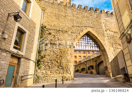 Medieval Gate of Los Herran with wooden portcullis . Old Town of Vitoria-Gasteiz, Basque Country 136196824