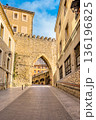 Medieval Gate of Los Herran with wooden portcullis . Old Town of Vitoria-Gasteiz, Basque Country 136196825