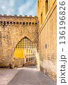 Medieval Gate of Los Herran with wooden portcullis . Old Town of Vitoria-Gasteiz, Basque Country 136196826