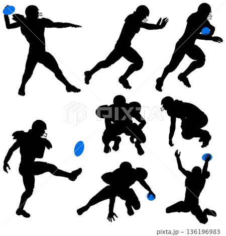 Silhouettes American Football Players 136196983