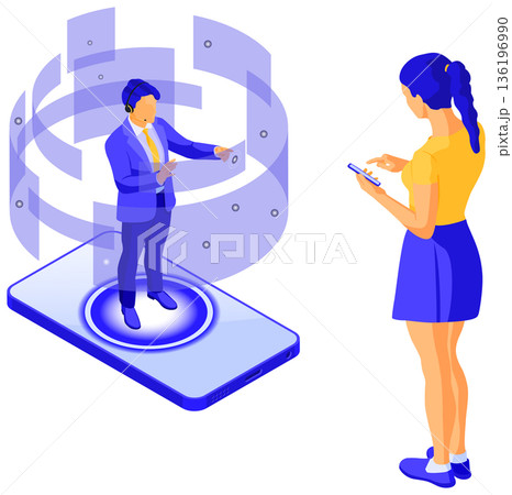 Isometric Online Customer Support 136196990