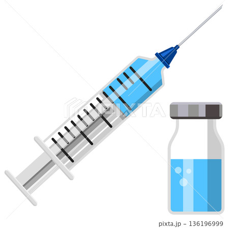 plastic medical syringe and vial icon plastic medical syringe and vial icon 136196999