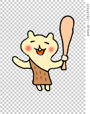 原始人のかわいいリスのイラスト 136197019
