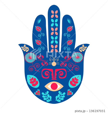 Hamsa nand talisman. Hand of Fatima in vector. 136197031