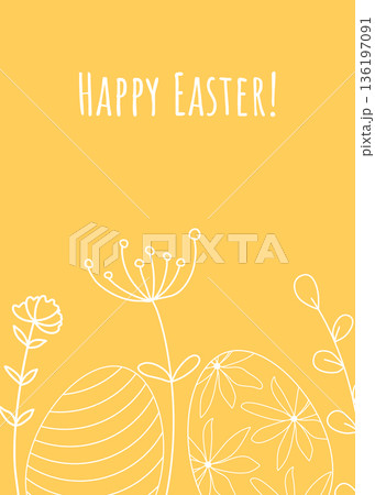 Bright yellow card with Easter eggs 136197091