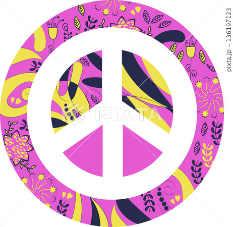 Abstract floral peace sign in vector Abstract floral peace sign in vector 136197123
