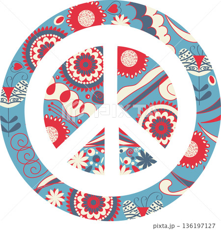 Abstract floral peace sign in vector Abstract floral peace sign in vector 136197127
