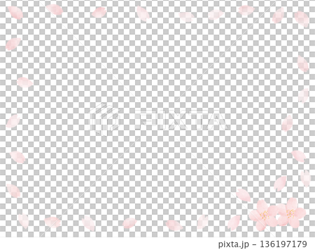 桜の花のフレーム・水彩・淡いピンク・春の背景・コピースペース・背景透過・お祝い・卒業・入学 136197179