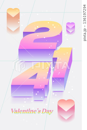 Modern 3D February 14 Valentine's Day Vertical Banner with Pastel Hearts Modern 3D February 14 Valentine's Day Vertical Banner with Pastel Hearts 136197294