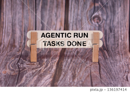 Concept words Agentic Run , Tasks Done , Double Wooden Stick Clothespin Brown Grunge Wooden Texture Background , Artificial intelligence and Agentic Run , Tasks Done Theme Concept words Agentic Run , Tasks Done , Double Wooden Stick Clothespin Brown Grunge Wooden Texture Background , Artificial intelligence and Agentic Run , Tasks Done Theme 136197414