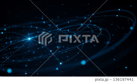 未来情報網を象徴する光粒子の軌道構造 136197441