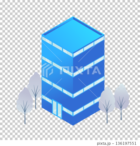 青を基調とした近代的なオフィスビル・研究所のアイソメトリックイラスト 青を基調とした近代的なオフィスビル・研究所のアイソメトリックイラスト 136197551