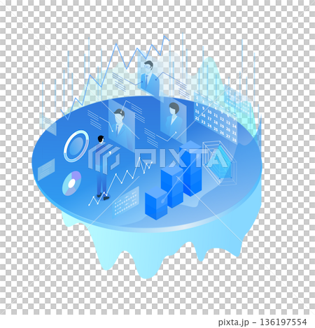 Illustration of HR tech that visualizes human resource management and attendance and skill data 136197554