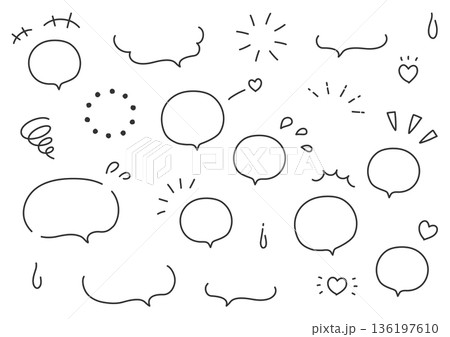 手書きのふきだしセット 136197610