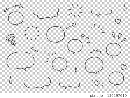 手書きのふきだしセット 136197610