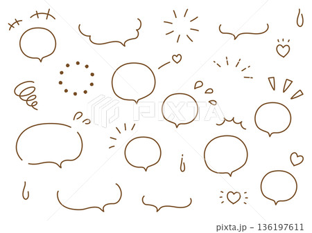 手書きのシンプルな吹き出しのイラスト素材セット 136197611