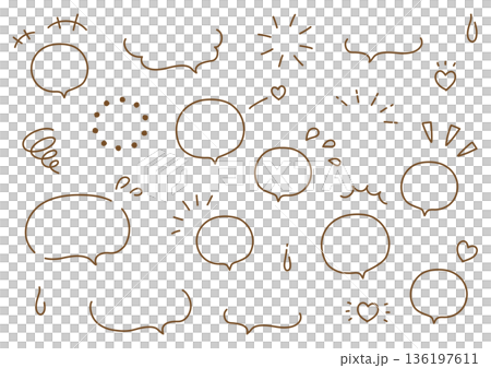 手書きのシンプルな吹き出しのイラスト素材セット 136197611