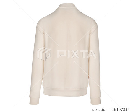 Back View Cream Zippered Sport Jacket 136197835