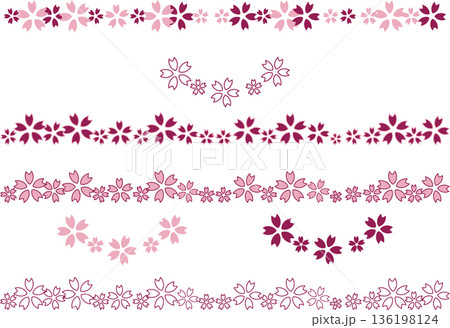 シンプルな桜のラインセット シンプルな桜のラインセット 136198124