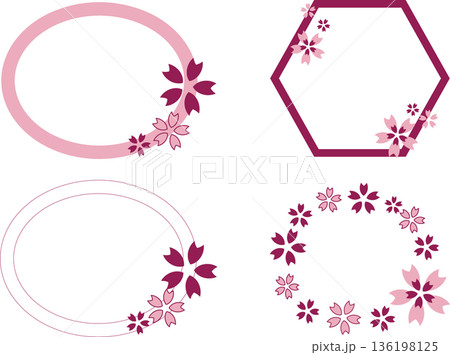 シンプルな桜の花があしらわれたフレーム 136198125