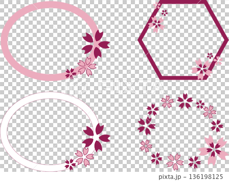 シンプルな桜の花があしらわれたフレーム 136198125