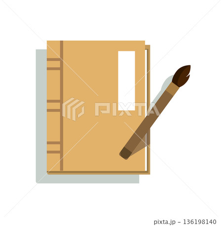 Vintage Books and Writing Brush vector illustration 136198140