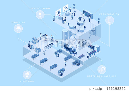 Winery Factory Isometric Concept Winery Factory Isometric Concept 136198232