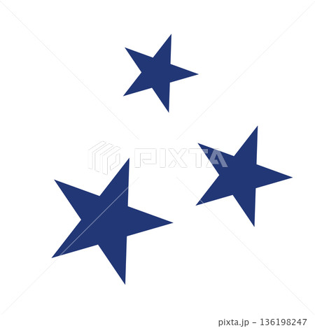 Three blue stars in flat design. Magic, quality, bright or luxury symbols. Vector illustration isolated. Three blue stars in flat design. Magic, quality, bright or luxury symbols. Vector illustration isolated. 136198247