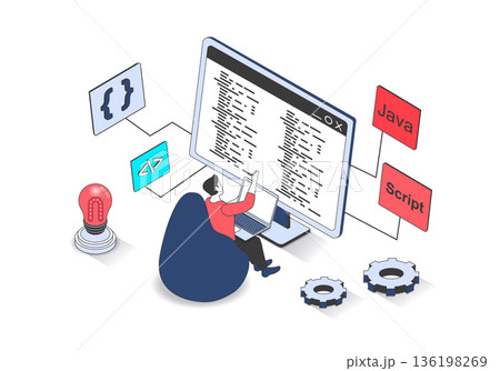 Development 3d isometric concept with isometry...のイラスト素材 [136198269 ...