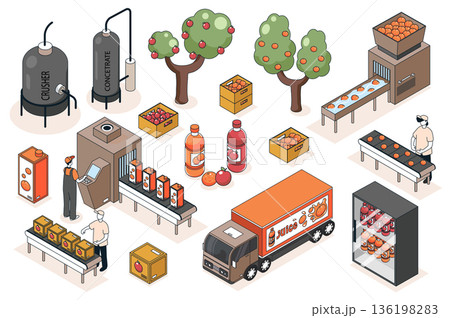 Juice Production Isometric Elements 136198283
