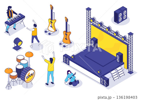 Rock Festival Isometric Elements 136198403