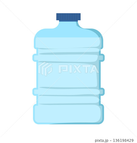 Water big plastic bottle in flat design. Portable gallon full canister. Vector illustration isolated. Water big plastic bottle in flat design. Portable gallon full canister. Vector illustration isolated. 136198429