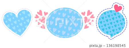 Blue Valentines day speech bubble set with hearts. Valentines day banner collection, poster, social media post layout, quiz backdrop, square banner design template set. abstract pink love shape 136198545