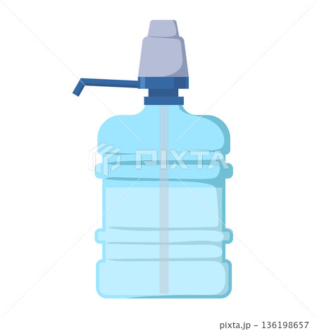 Pump water cooler in big bottle in flat design. Drink large canister. Vector illustration isolated. Pump water cooler in big bottle in flat design. Drink large canister. Vector illustration isolated. 136198657