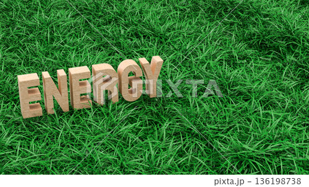 Natural Green Energy Concept With Eco Friendly Wooden Text 3d render. 136198738