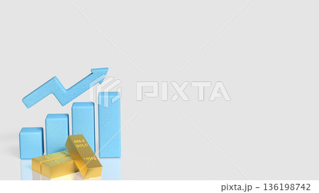 Gold Price Growth Concept With Rising Bar Chart And Arrow 3d render. 136198742