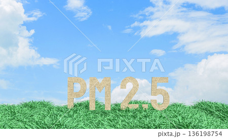 PM25 Air Pollution Level Concept in Green Grass Field 3d render. 136198754