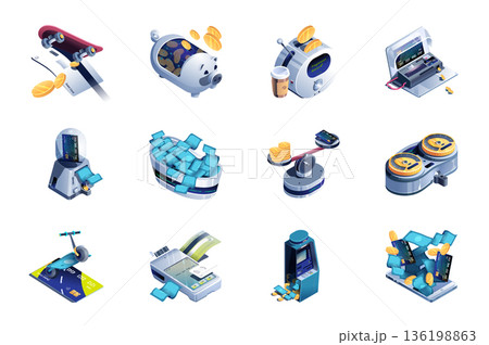 Finance Isometric Icons 136198863