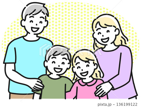 四人家族　ファミリー　上半身 136199122