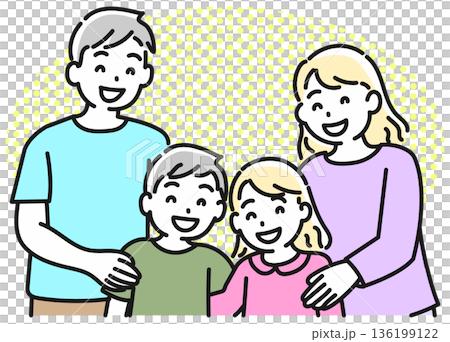 四人家族　ファミリー　上半身 136199122