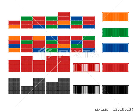 Set of shipping container icons, without background. 136199134