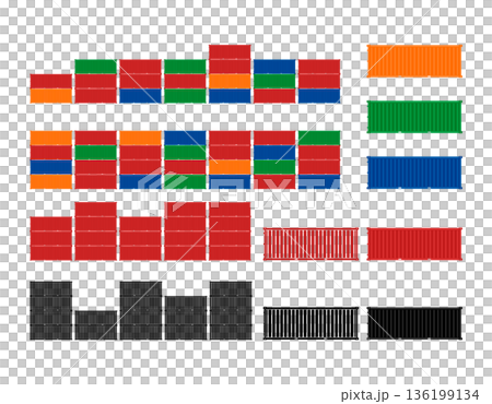 Set of shipping container icons, without background. 136199134