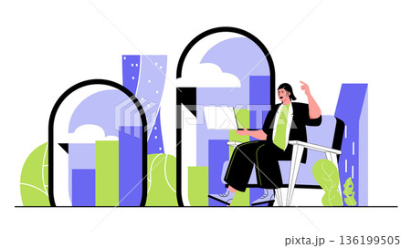 Data analysis concept for modern web design. People researching statistics, making financial business analytics, accounting finance company. Flat vector illustration isolated on white background. Data analysis concept for modern web design. People researching statistics, making financial business analytics, accounting finance company. Flat vector illustration isolated on white background. 136199505