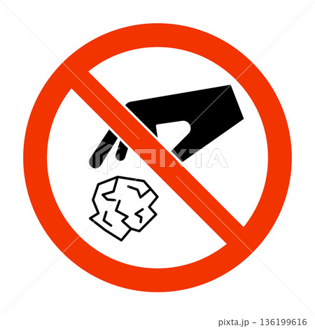 ゴミのポイ捨て禁止アイコン 136199616