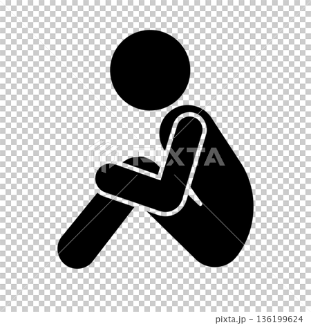 体育座り シルエット アイコン 136199624