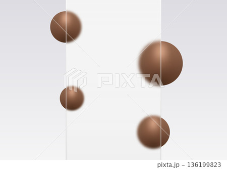 Frosted glass in the center of the composition with brown spheres of various sizes. Eps 10 136199823