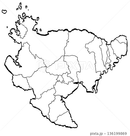 佐賀県地図・市町村区分のイラスト (筆タッチ) シンプル 佐賀県地図・市町村区分のイラスト (筆タッチ) シンプル 136199869