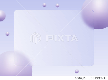 Large rectangular frosted glass panel and soft lavender volumetric spheres. Eps 10 136199921