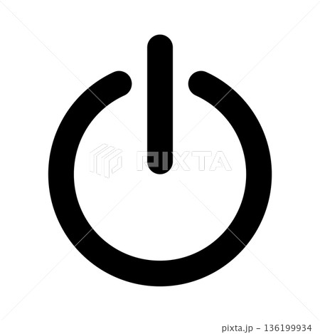 電源オンオフのアイコン モノクロ 136199934
